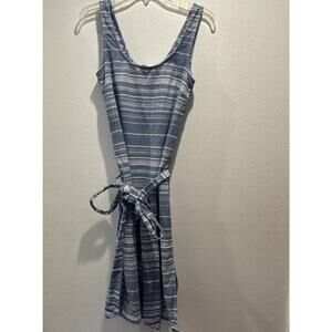 Marine Layer Size Small Brea Sleeveless Blue Striped Cotton Midi Dress Belted